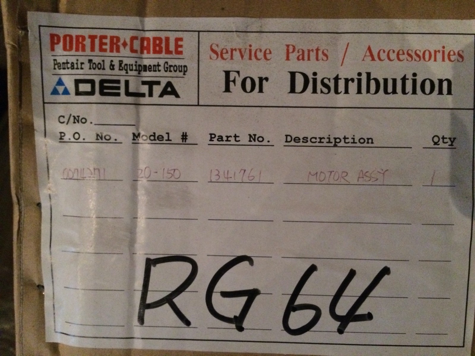 NOS Delta 20-150 Type 1 14″ Cut off Saw Motor Assembly p/n 1341761