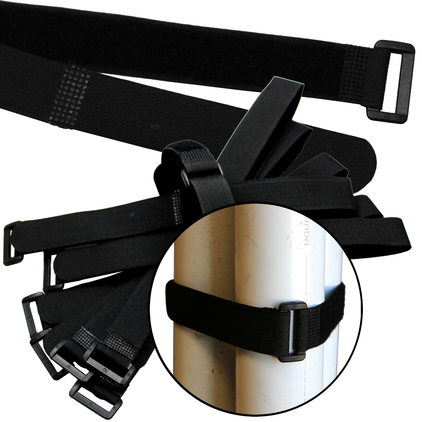 10 Qty 20″ Black Cable Ties ~ Wire Cord Straps Reusable Hook & Loop ~ USA Seller