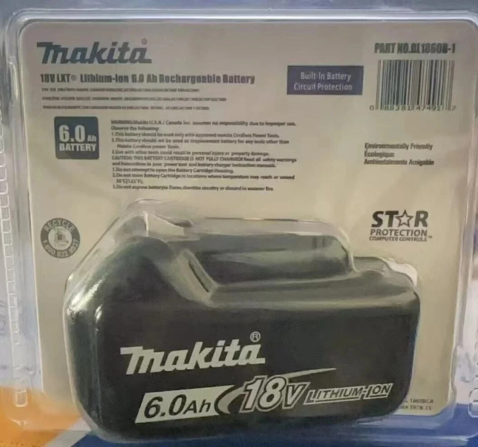 Pack of 2 Makita 6 Ah Battery BL1860B-2 18 V LXT Lithium-Ion-NEW-USA SHIP