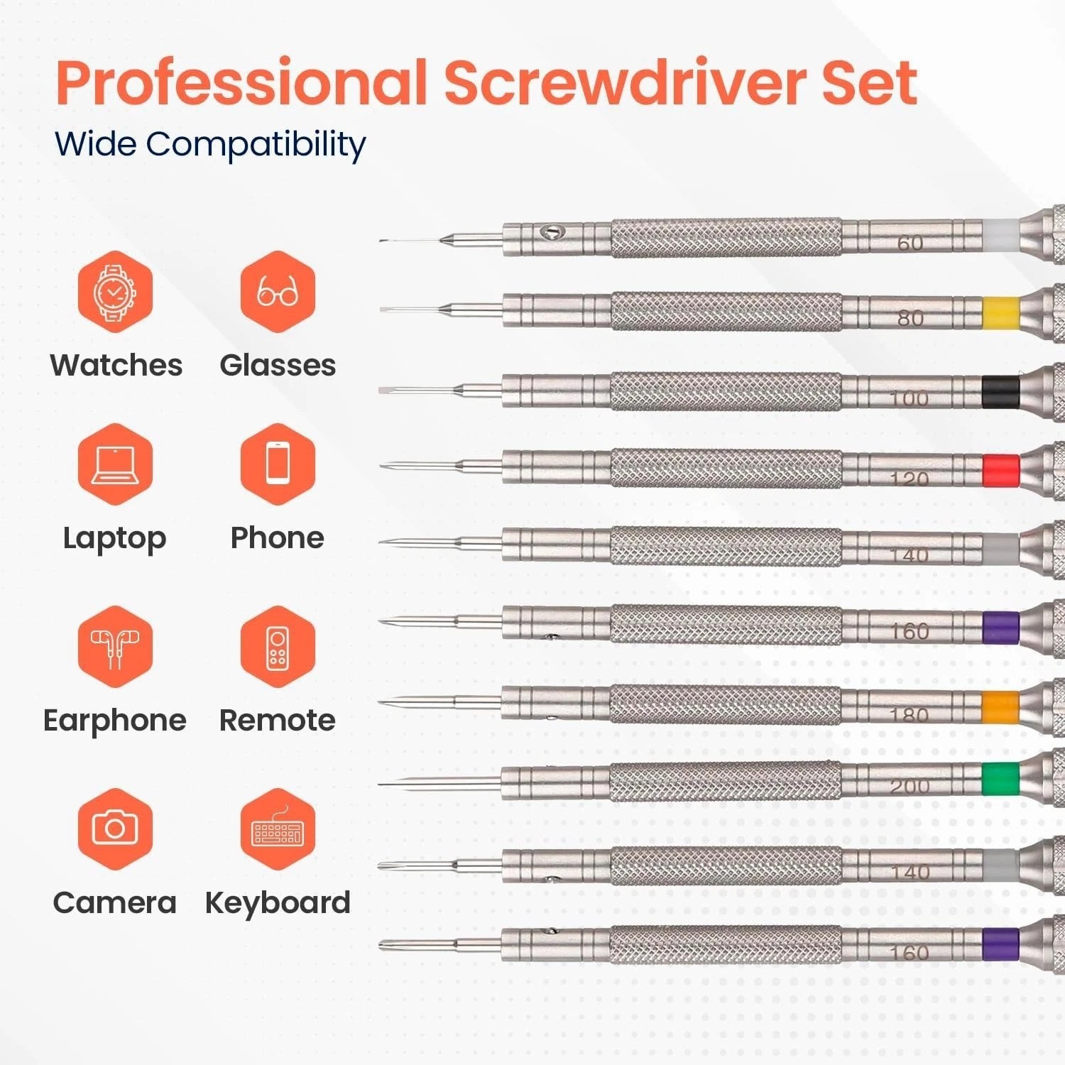 Stainless Steel Screwdriver Set – 10 Tools for Watch & Eyewear Repairs