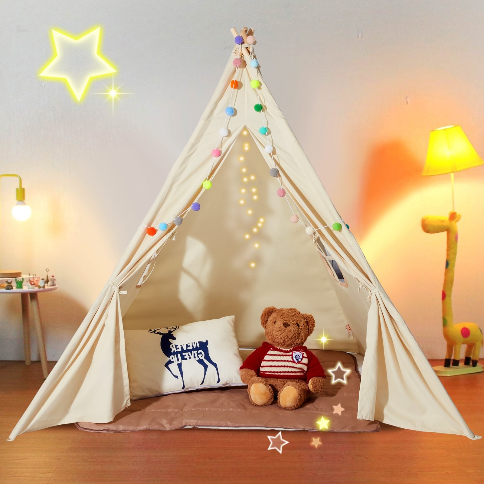 Kids Play Tent Teepee Tent for Kids 1-5 Years Old Tent for Kids Windows fo