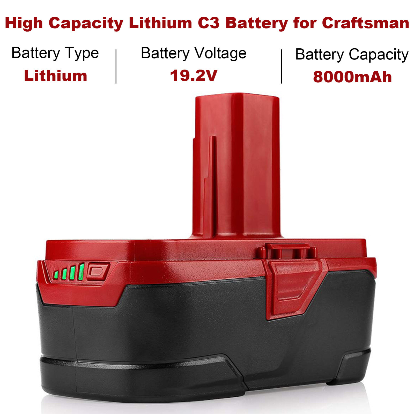 19.2 Volt 8Ah For Craftsman C3 Lithium-Ion XCP Battery PP2030 11375 130279005 US