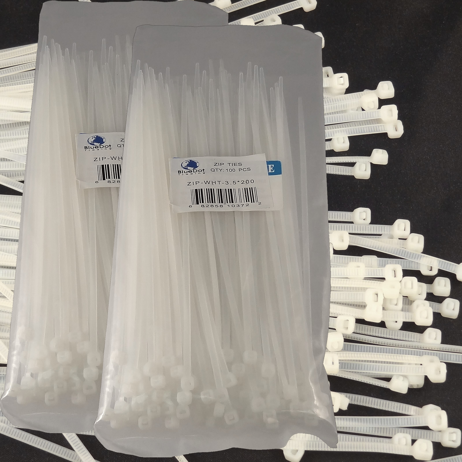 200 PCS WHITE 8″ inch Network Cable Cord Wire Tie Strap 40 Lb Zip Nylon USA