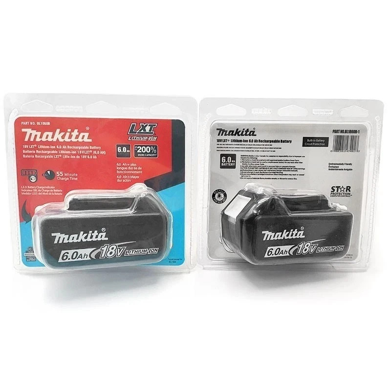 2 x Makita BL1860B-2 18V LXT Lithium-Ion 6.0 Ah Battery