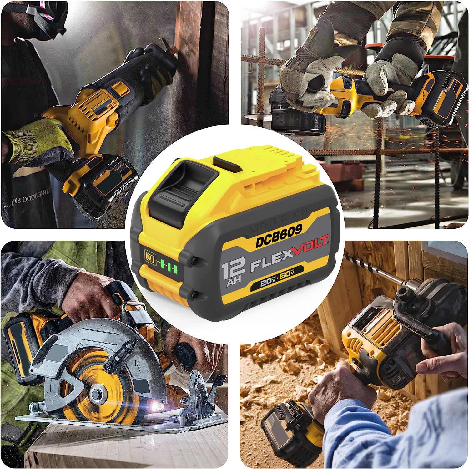 6 Pack DCB609-2 For DEWALT FLEXVOLT 20V/60V 12Ah 9Ah MAX Li-Ion Battery DCB606