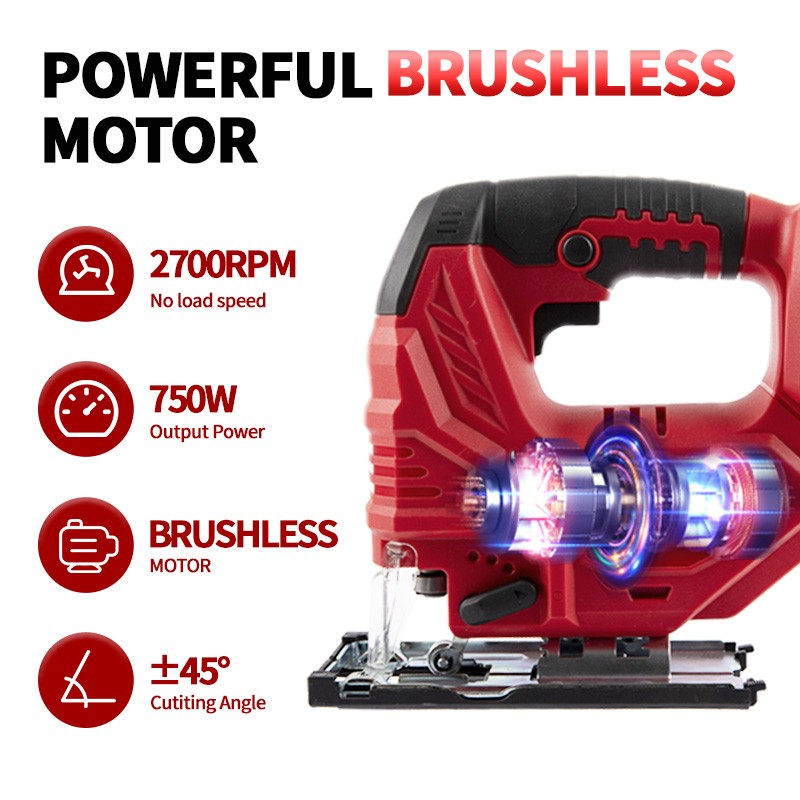 Jigsaw for Milwaukee 18V Battery, Cordless Jig Saw Tool, Brushless Motor, Variab