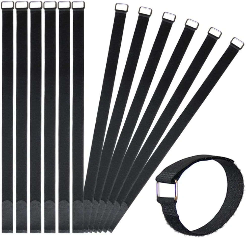 24 Inch Hook and Loop Cable Strap – Reusable Fastening Strap – 12 PACK 1 Inch Wi