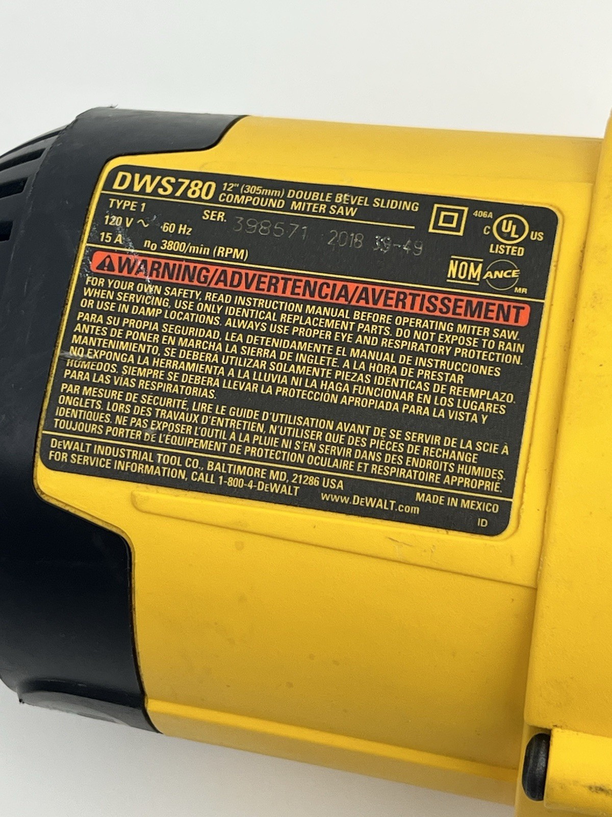 Genuine Dewalt DWS780 Type 1 REPLACEMENT MOTOR DWS779 DW706 DW716 DW718 DWS716