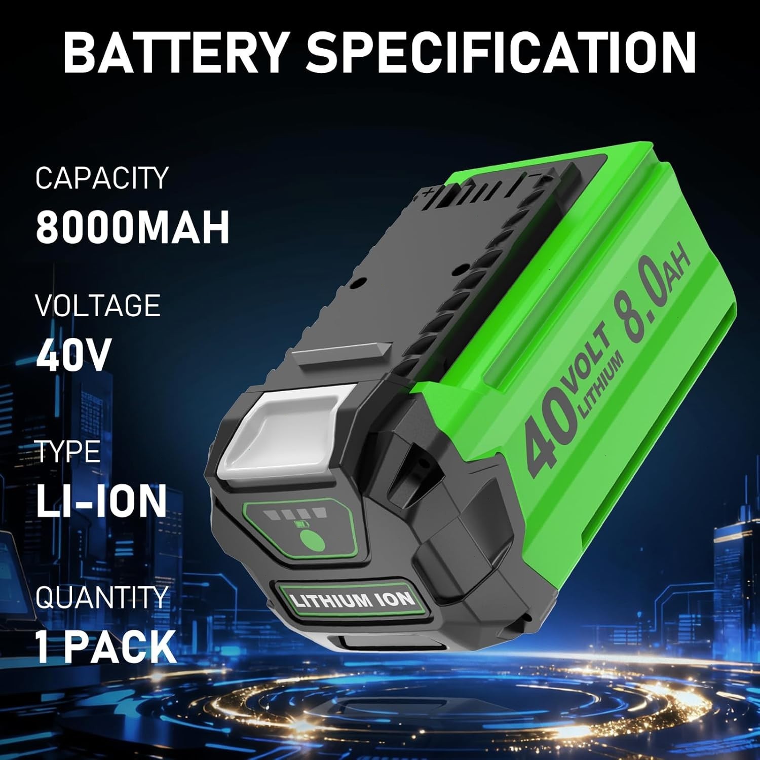 40V 8.0Ah For Greenworks G-MAX Lithium Battery 29472 29462 29252 20202 40 Volt