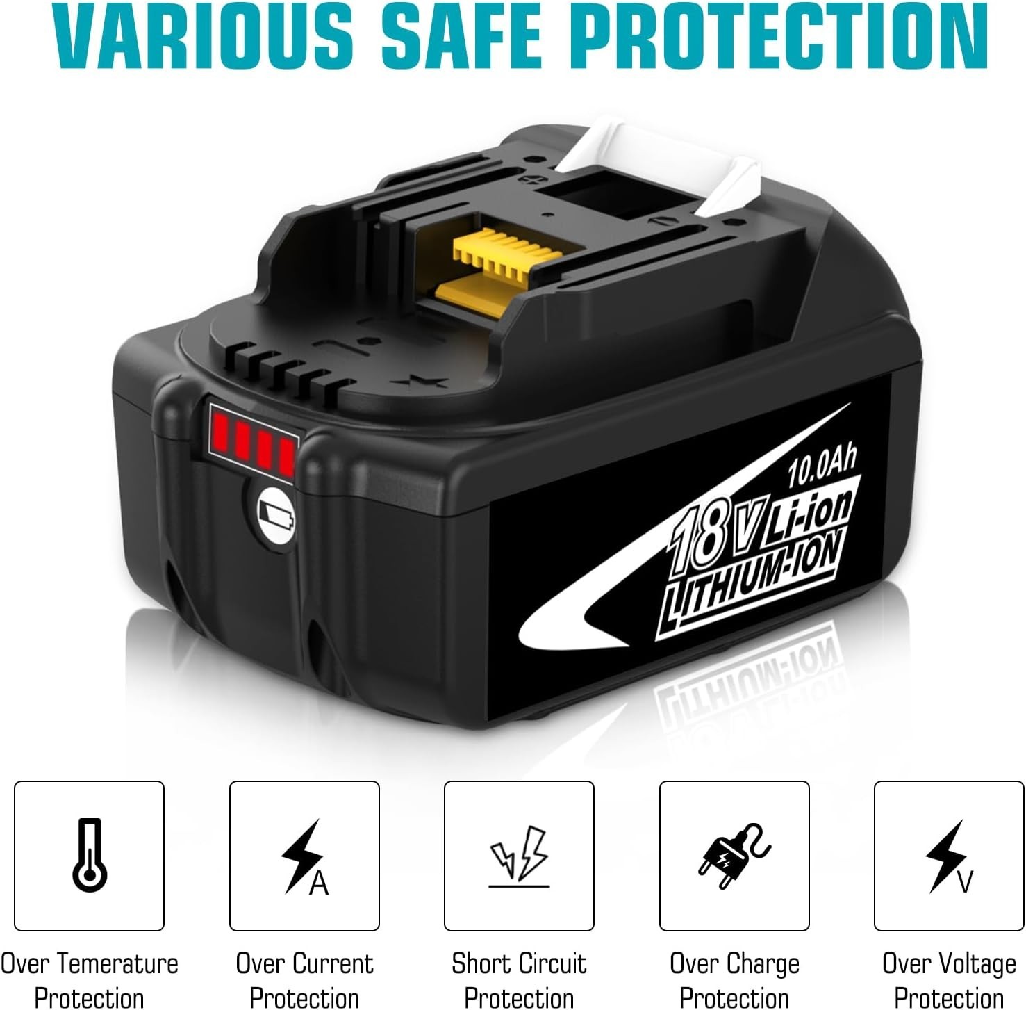 2~4Pack For Makita 18V Battery 10AH Li-Ion BL1830 BL1850 BL1840 BL1860B LXT Tool