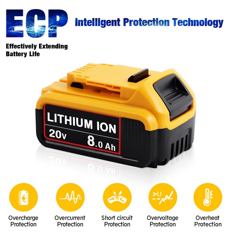 Pack For DeWalt 20V 20 Volt Max XR 8.0AH Lithium Ion Battery DCB206-2 DCB205-2