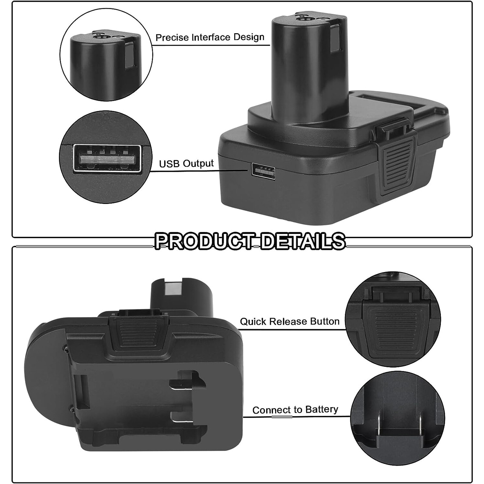 USB Battery Adapter Converter for De walt 20V Milwaukee 18V to Ryobi 18V Tool