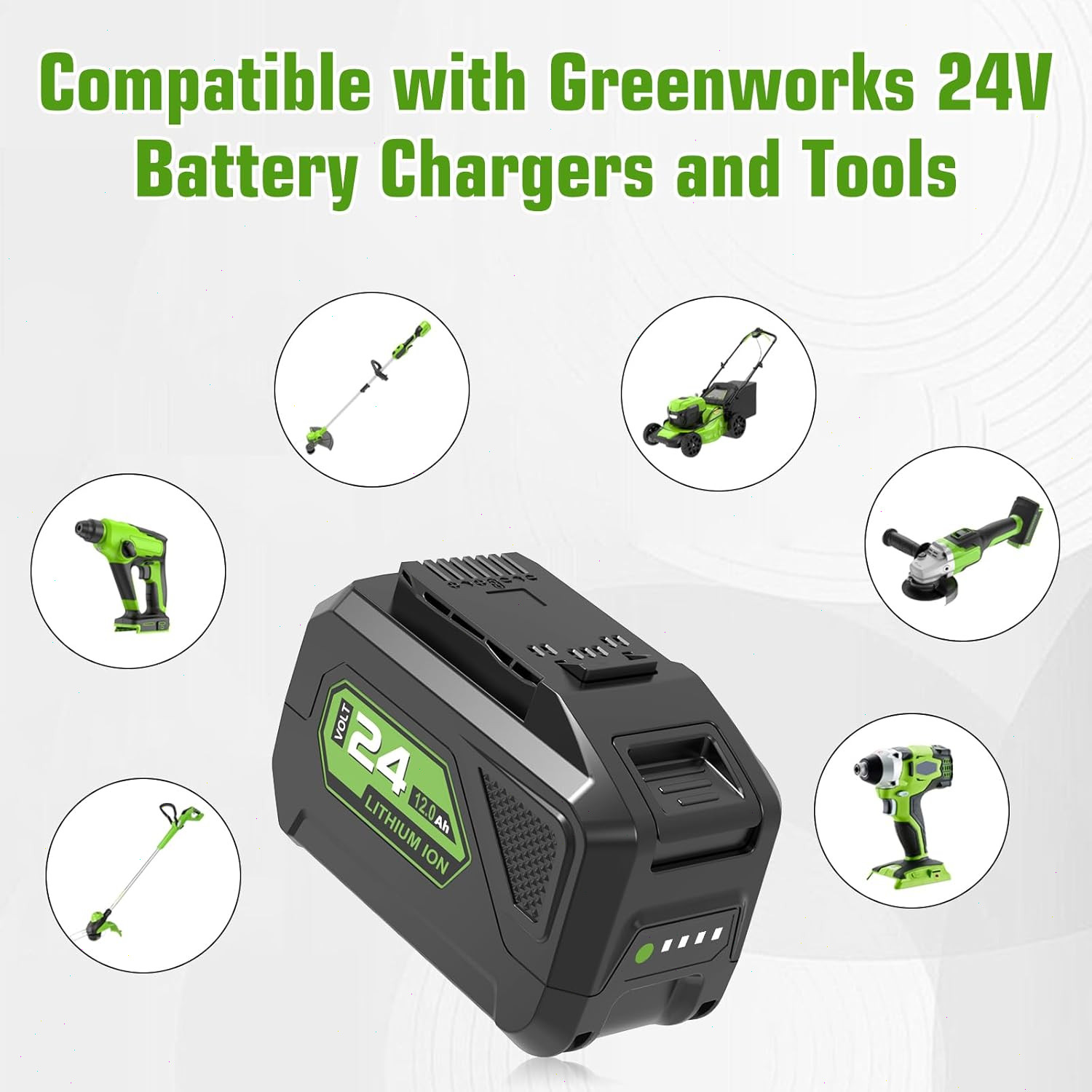 24V 12.0Ah Batteries Replacement for Greenworks 24V Battery Model 29842 29852