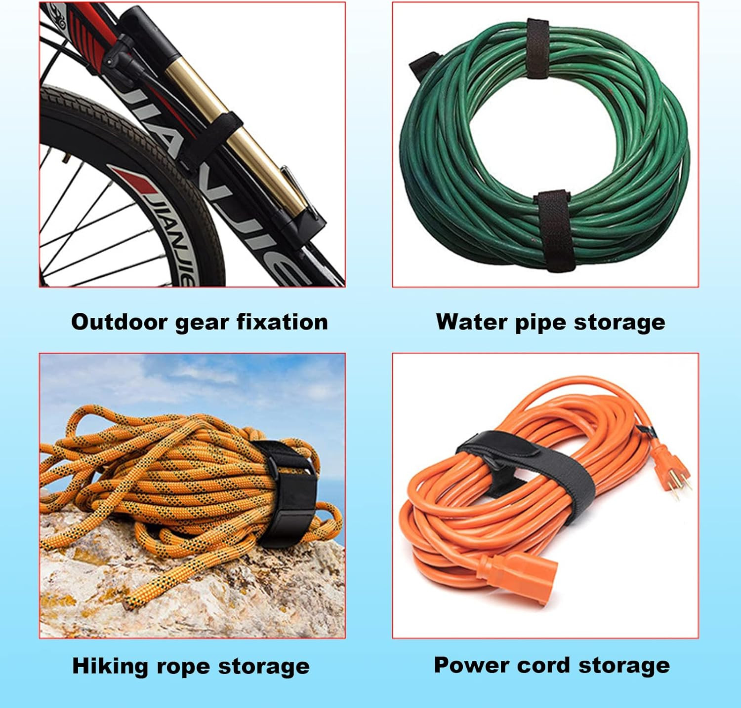 16Ft 2 Inch Wide Cable Ties, Heavy Duty Hook and Loop Straps with 15 Buckles, A
