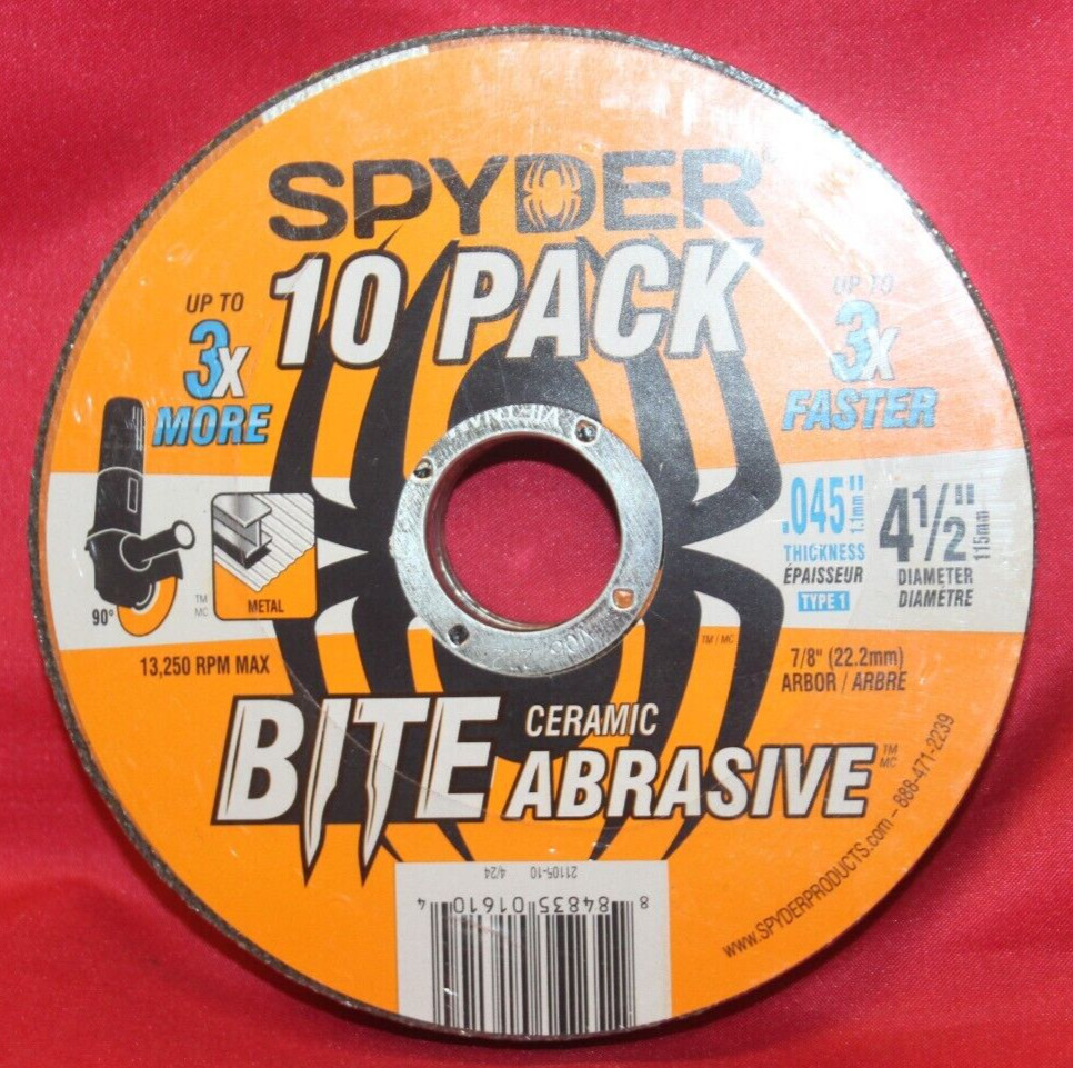 Spyder 10 Pack BITE Ceramic Abrasive 4.5″ .045 Thick 21105-10