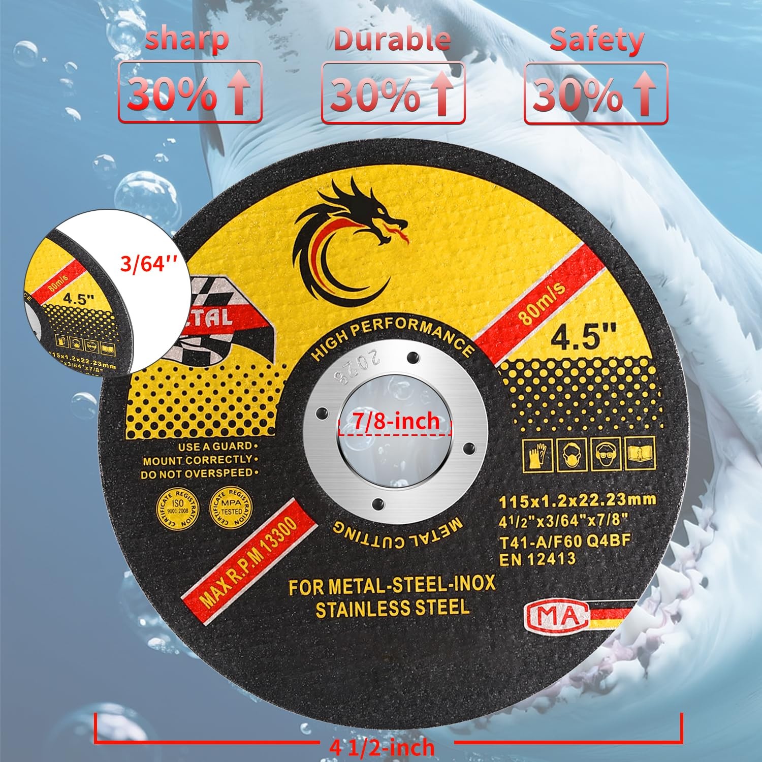 4 1/2 Cut Off Wheel Angle Grinder Cutting Disc for Metal & Stainless Steel, M…