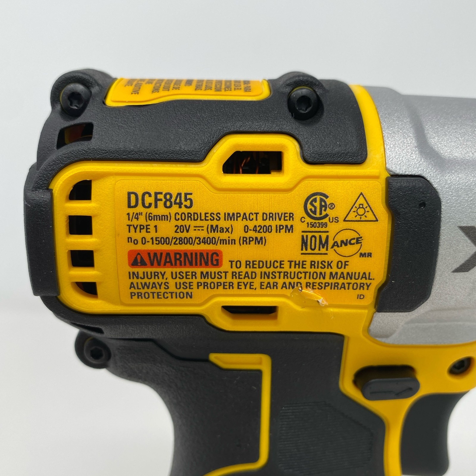 DEWALT 20V MAX XR 1/4″ Impact Driver DCF845B Tool Only Yellow/Black