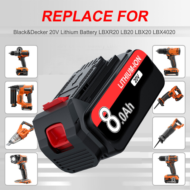 8000mAh 20V for Black and Decker 20 Volt MAX Lithium LBXR20 LB20 Battery 3.8Ah