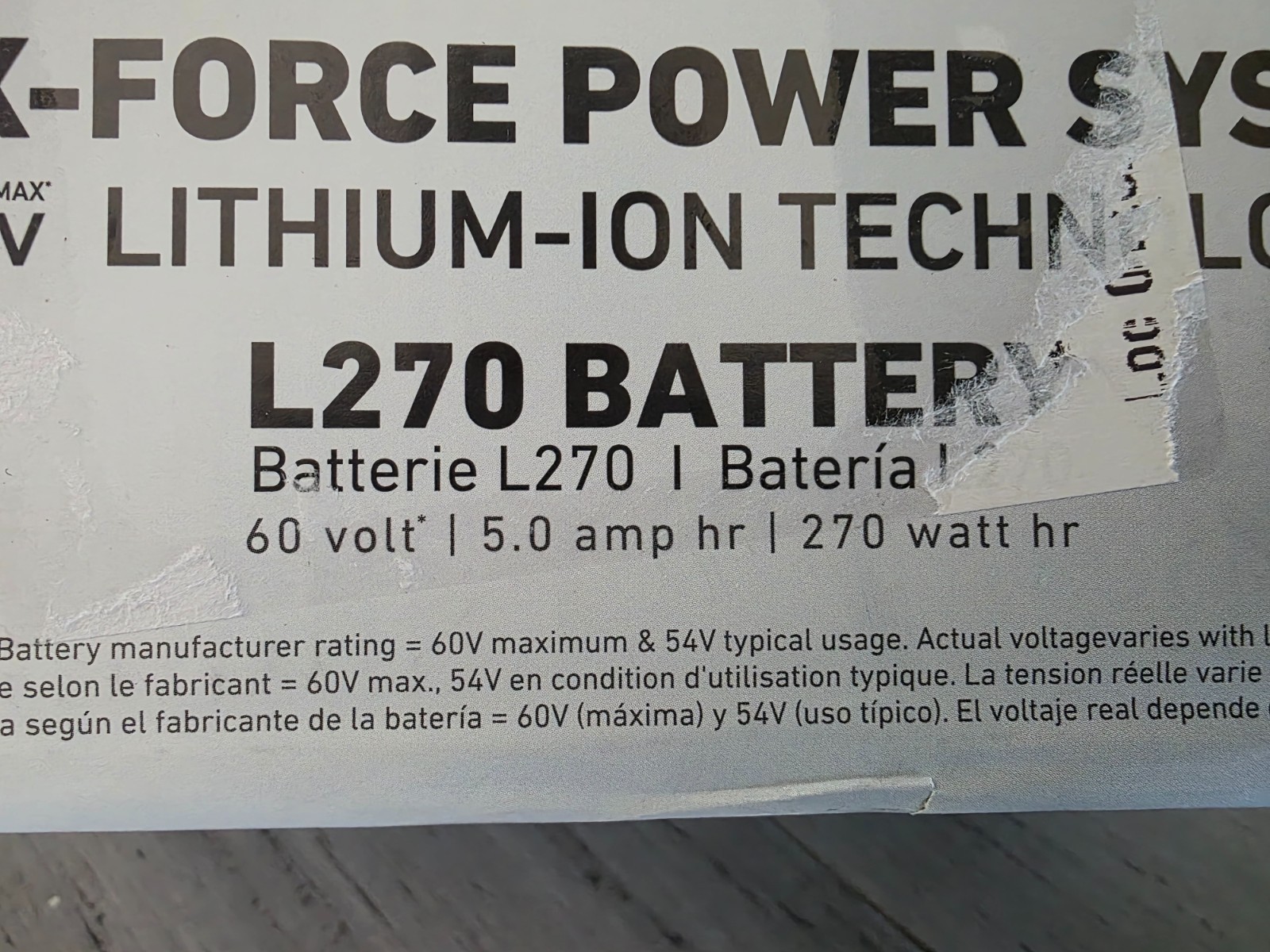 Toro Flex-Force L270 Rechargeable Battery 60V -5.0Ah -270Wh NEW FACTORY SEALED