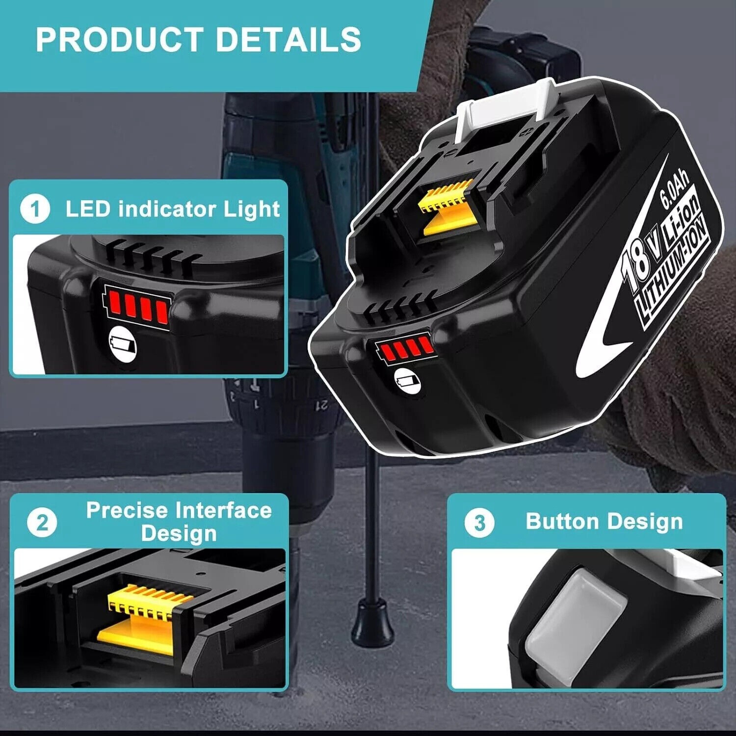 18V 6.0Ah Battery For Makita BL1860B BL1830 BL1840 BL1850 BL1860 LXT400 2 Packs