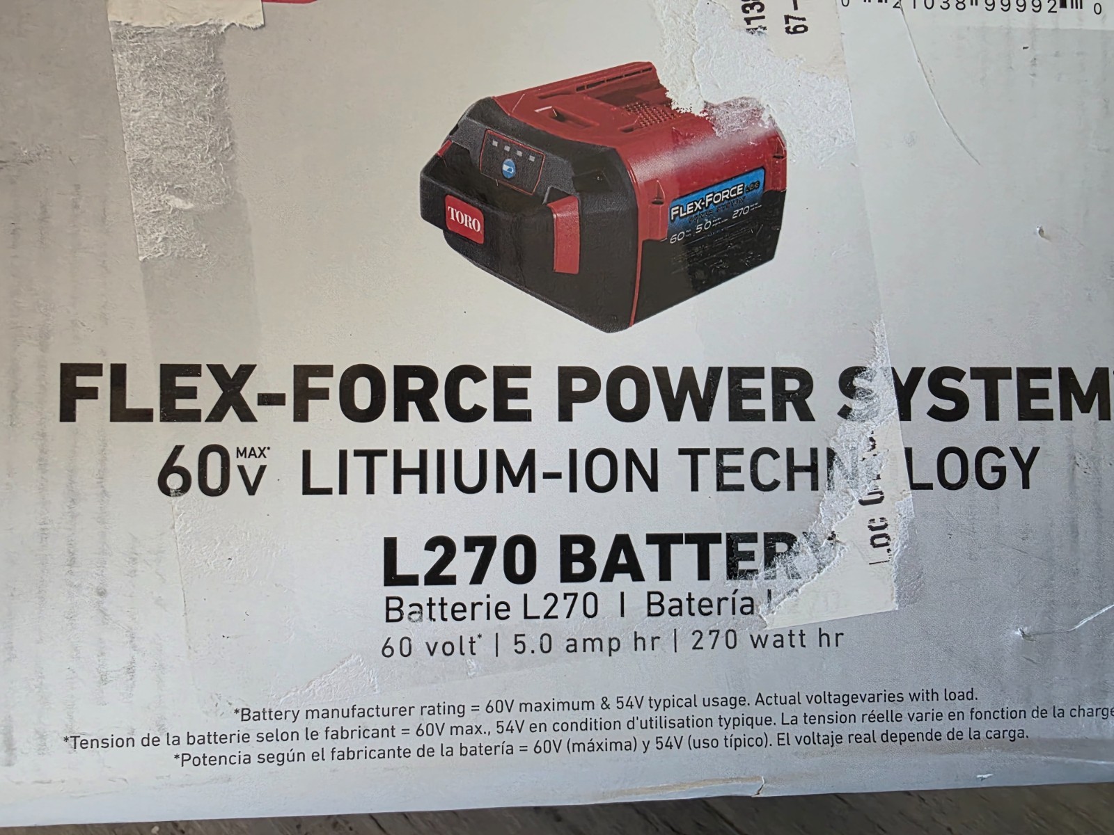 Toro Flex-Force L270 Rechargeable Battery 60V -5.0Ah -270Wh NEW FACTORY SEALED