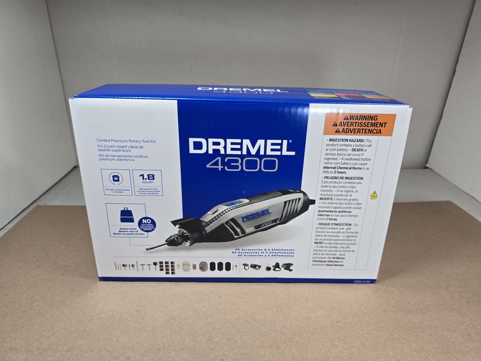 Dremel 4300 1.8 Amp Variable Speed Corded Rotary Tool Kit With 45 Accessories