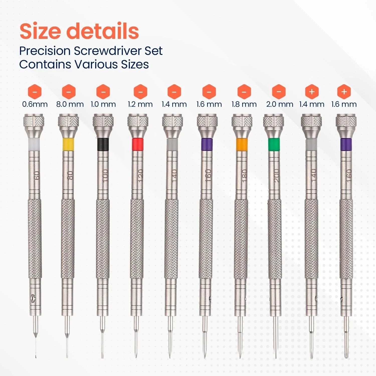 Stainless Steel Screwdriver Set – 10 Tools for Watch & Eyewear Repairs