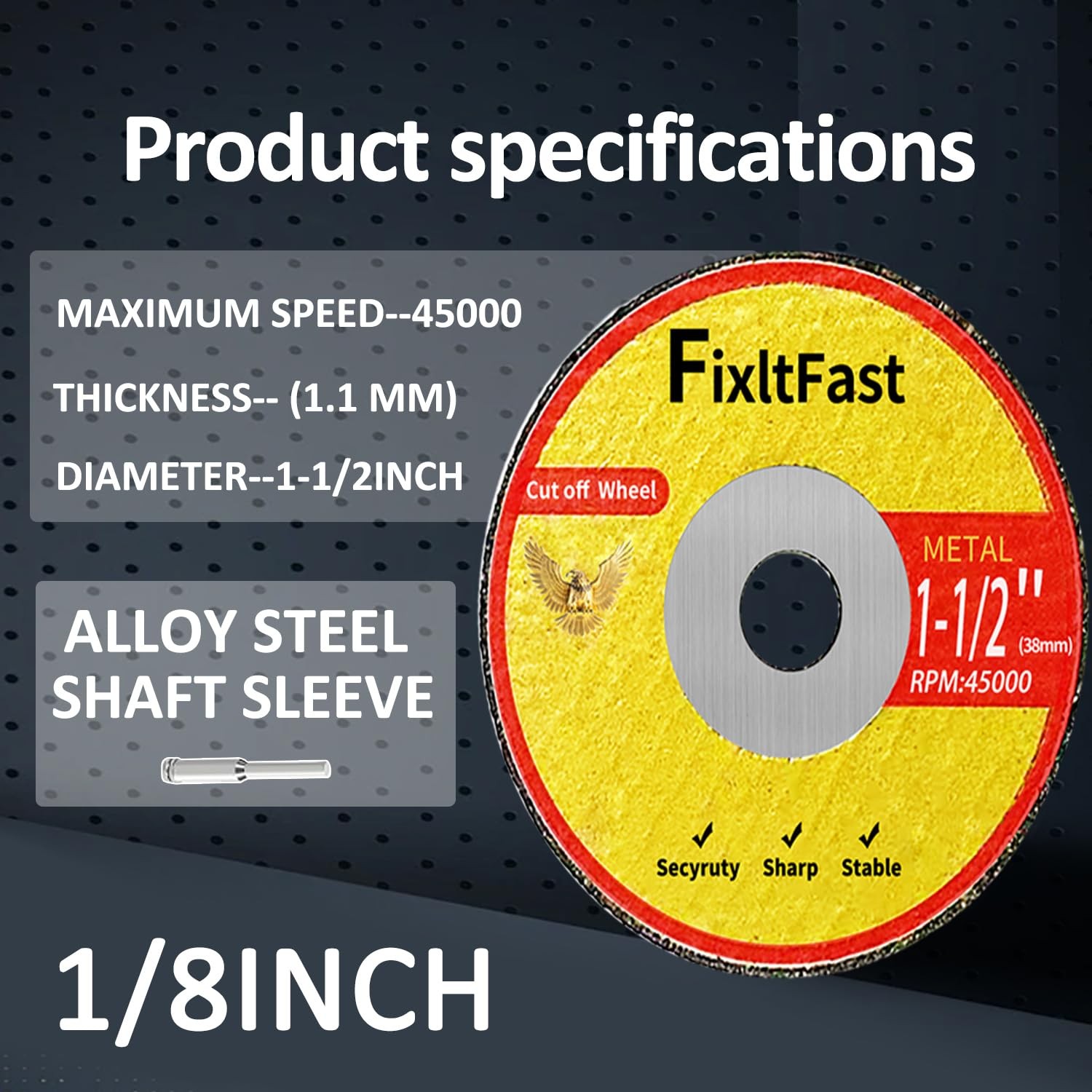 1-1/2 Cut Off Wheels,1.5″ x 1/8″ Fiberglass Reinforced Metal Cutting disc for…