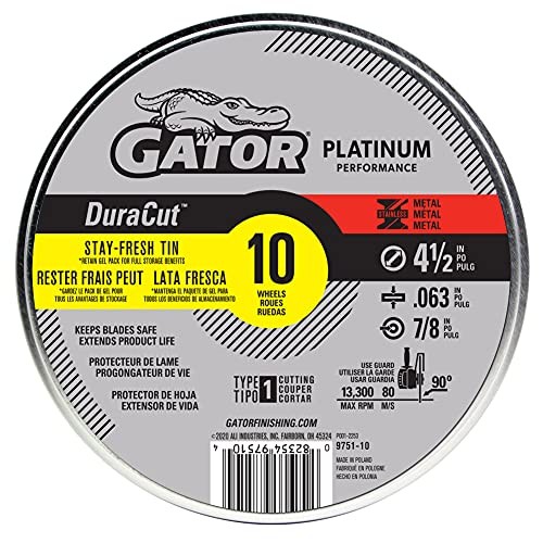 Gator DuraCut Type 1 Metal Cut-Off-Wheel, 4-1/2″ x .063″ x 7/8″, 10 Pack