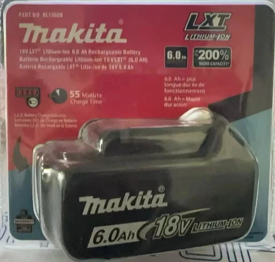 Pack of 2 Makita 6 Ah Battery BL1860B-2 18 V LXT Lithium-Ion-NEW-USA SHIP