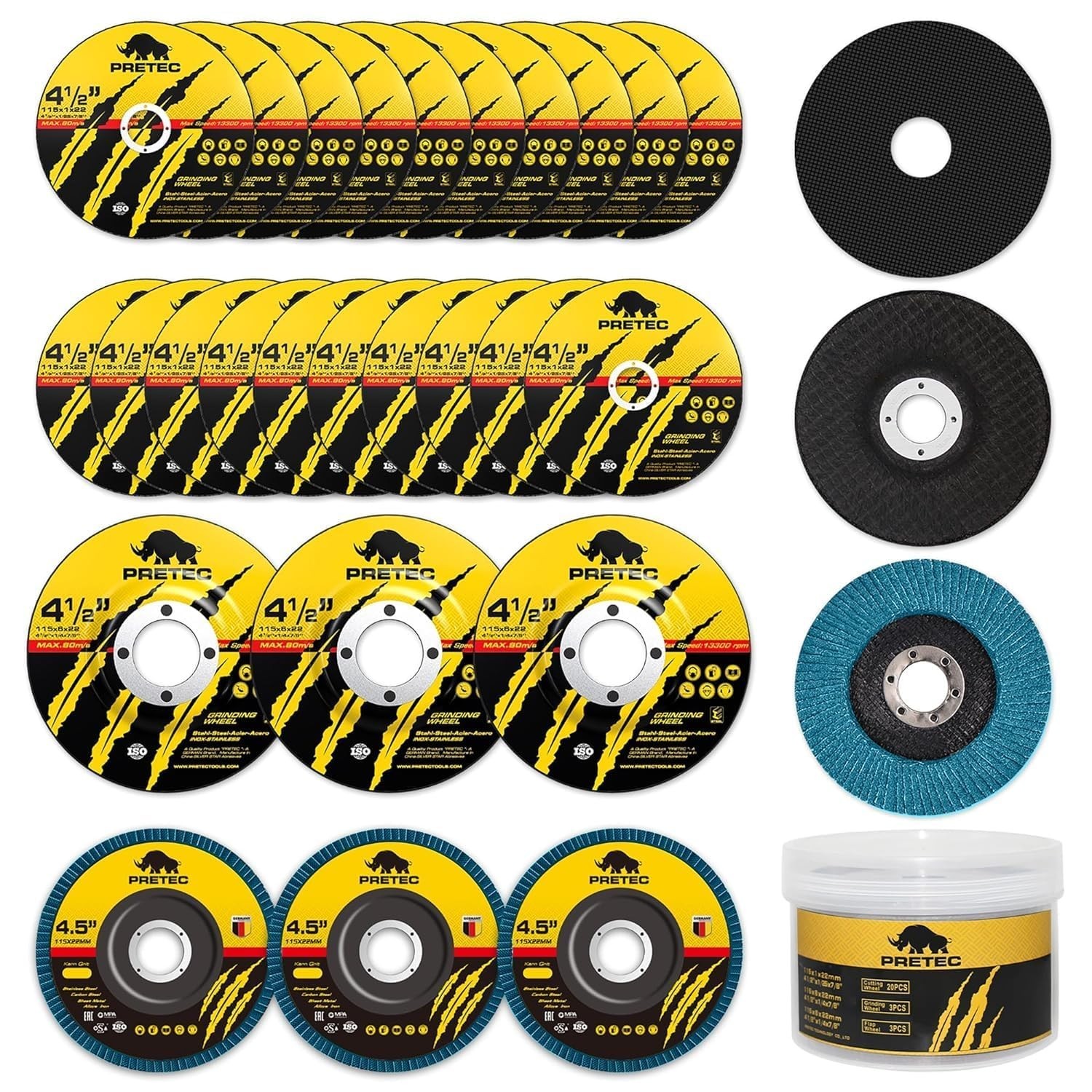 26-Pack Angle Grinder Disc Set: Cut-off, Flap, and Grinding Wheels Included