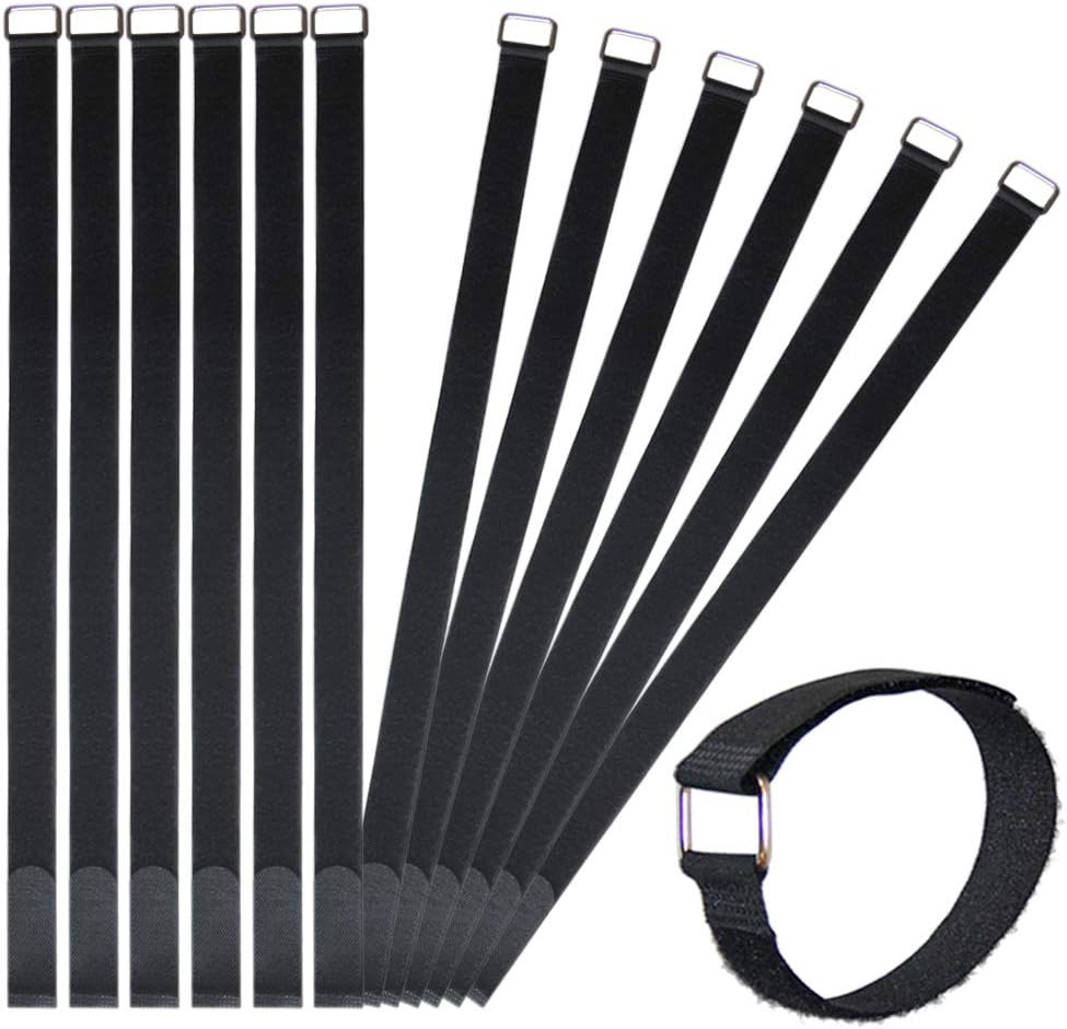24 Inch Hook and Loop Cable Strap – Reusable Fastening Strap – 12 PACK 1 Inch Wi