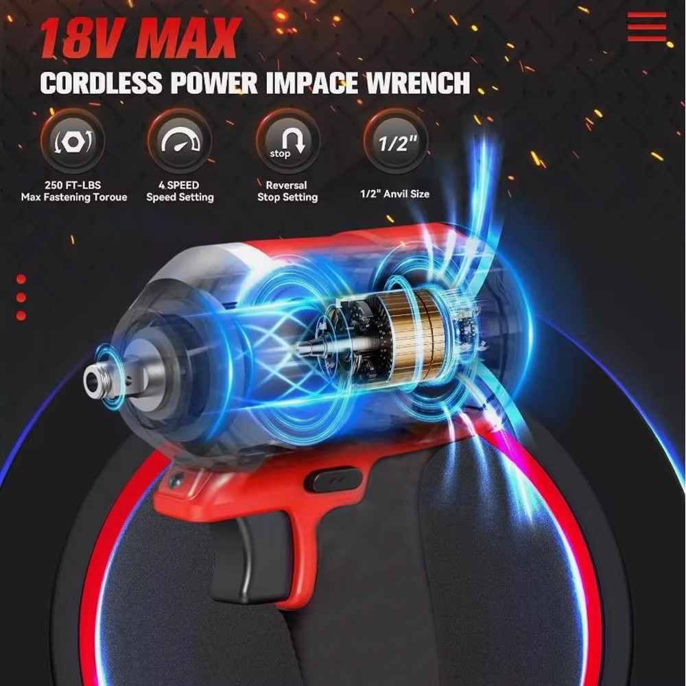 For Milwaukee 18V M18 FUEL 1/2″ High Torque Impact Wrench RED+BLACK 4 Speed