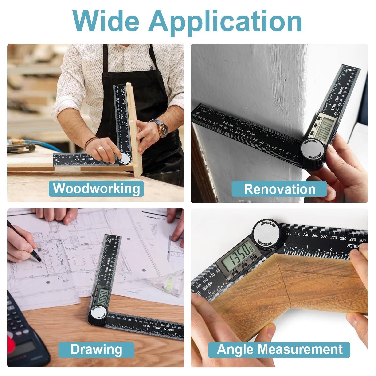 Third Generation Protractor Angle Finder, Digital Ruler with…