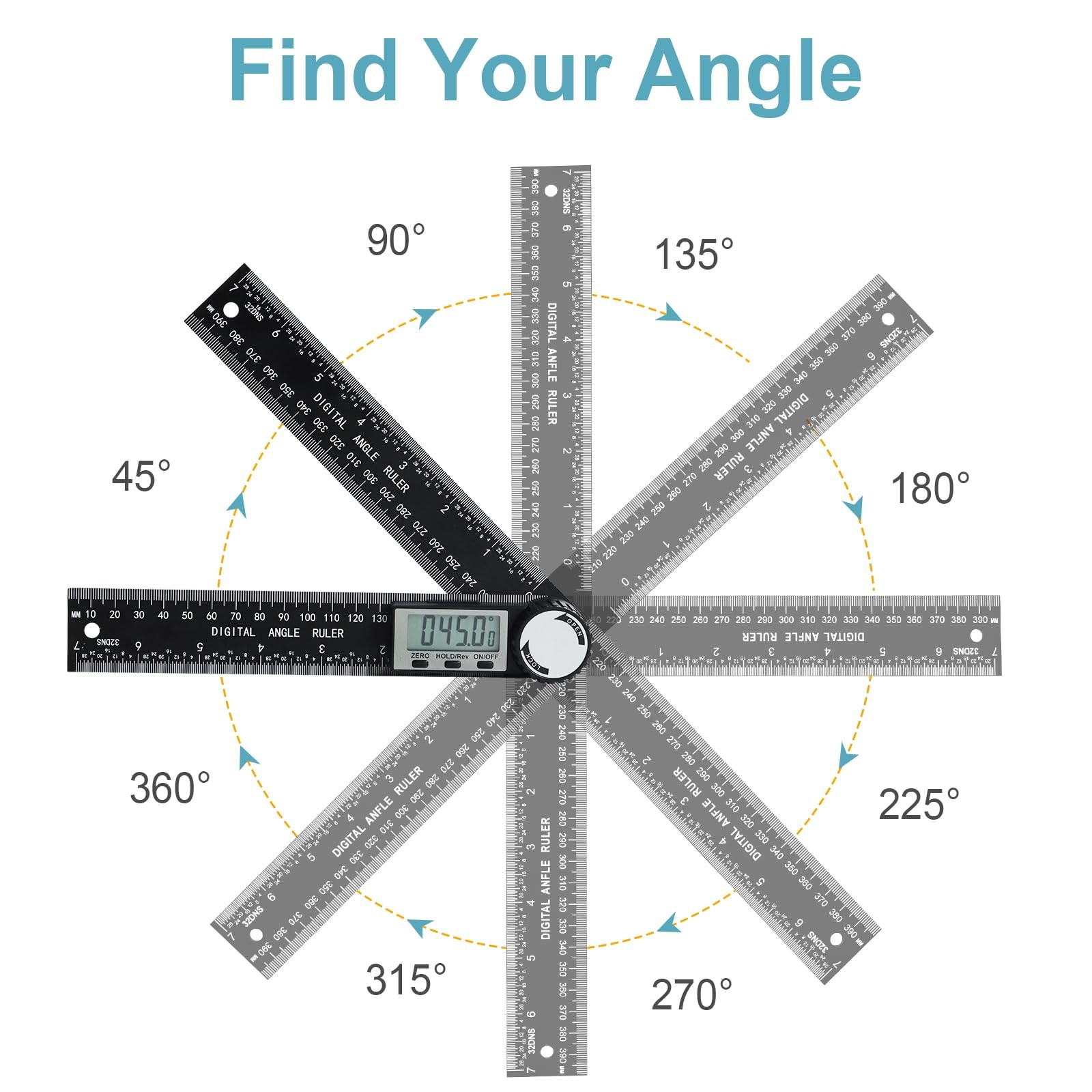 Third Generation Protractor Angle Finder, Digital Ruler with…