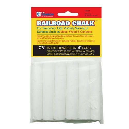 CH Hanson 6 pack 4″ Railroad Chalk, Tapered, White, 10467