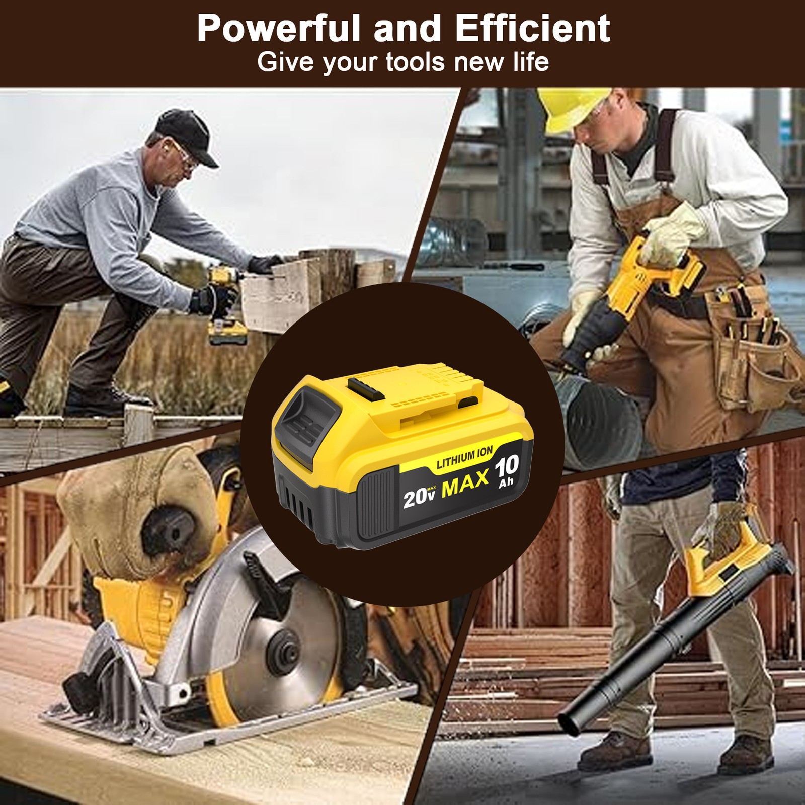 Pack For DeWalt 20V 20 Volt Max XR 10.0AH Lithium-Ion Battery DCB206-2 DCB205-2