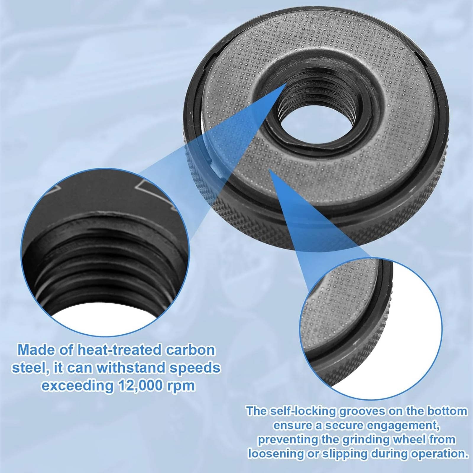 2pcs 4-1/2″-9″Angle Grinder Flange Nut 5/8″-11 Quick Release Locking Arbor Nut