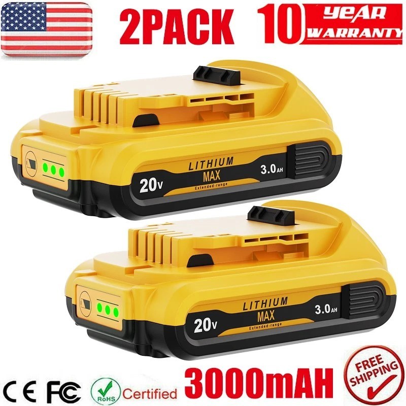 2-10PACK for DeWalt DCB210 20V MAX 12 Ah 10 Ah Li-Ion Battery 20 Volt DCB206 NEW