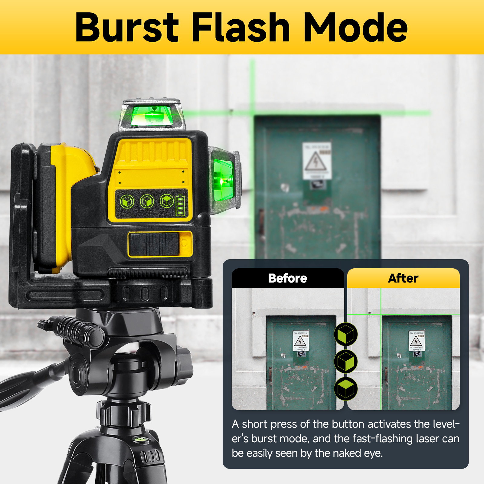 Laser Level for Dewalt 12V Green Line 3 x 360 Vertical 12 Lines +Battery+Charger
