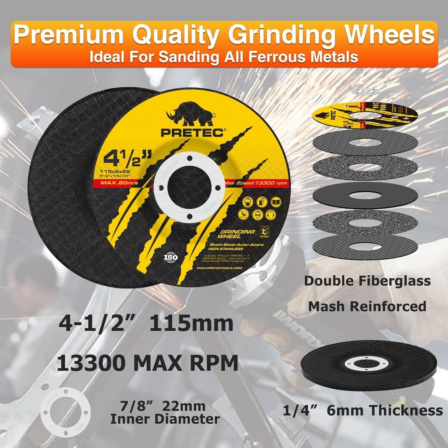 26-Pack Angle Grinder Disc Set: Cut-off, Flap, and Grinding Wheels Included