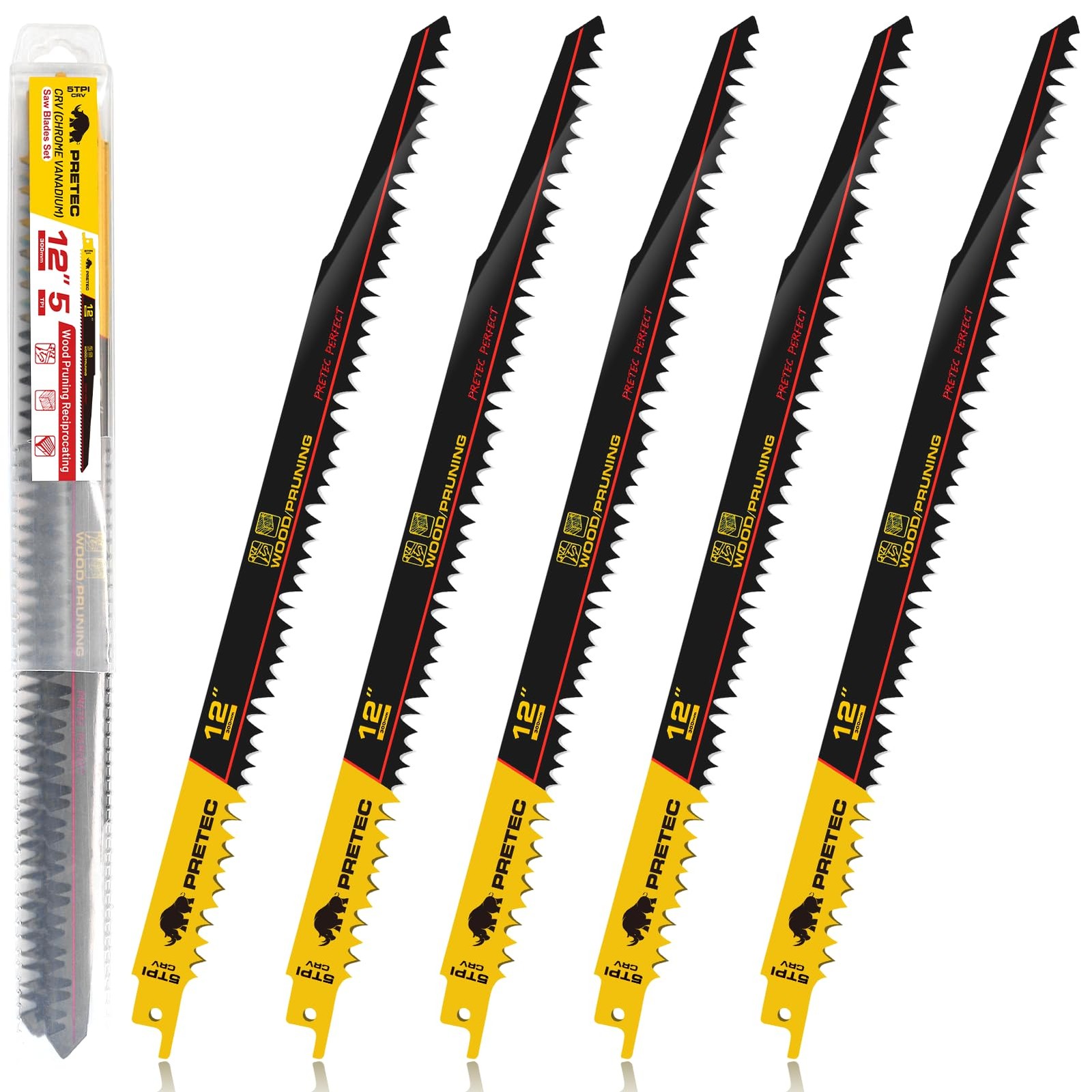 PRETEC Wood Pruning Reciprocating Saw Blades, 12 Inch Pruning Blades for Reci…