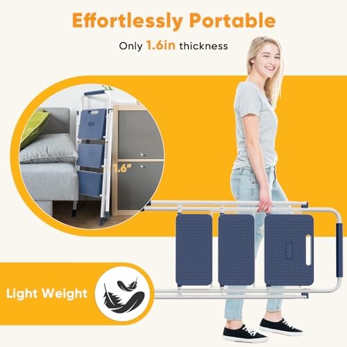 Step Ladder 3 Step, Folding Step Stool with Wide Anti-Slip 3-Step + 800LBS Blue
