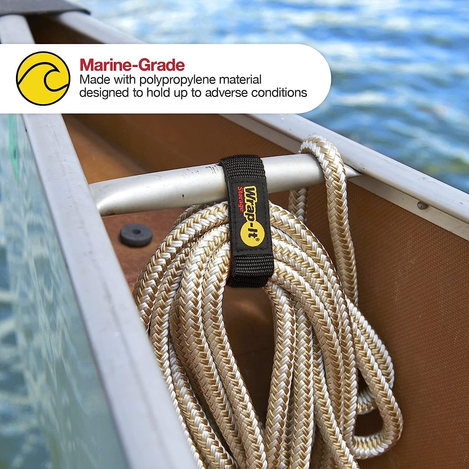 Hook and Loop Strap 16″ Black Wrap-It Storage for Boat Rope, Hose, Cable & more