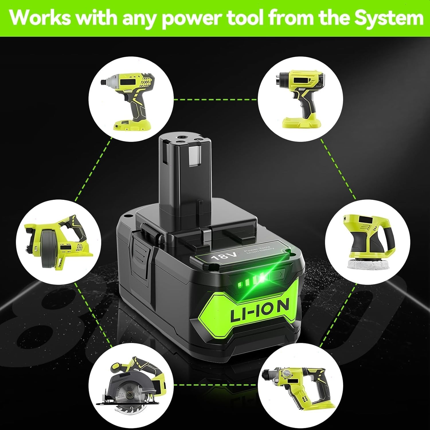 2PACK 8Ah For RYOBI P108 18V 8000mAh High Capacity Battery 18Volt Lithium-Ion