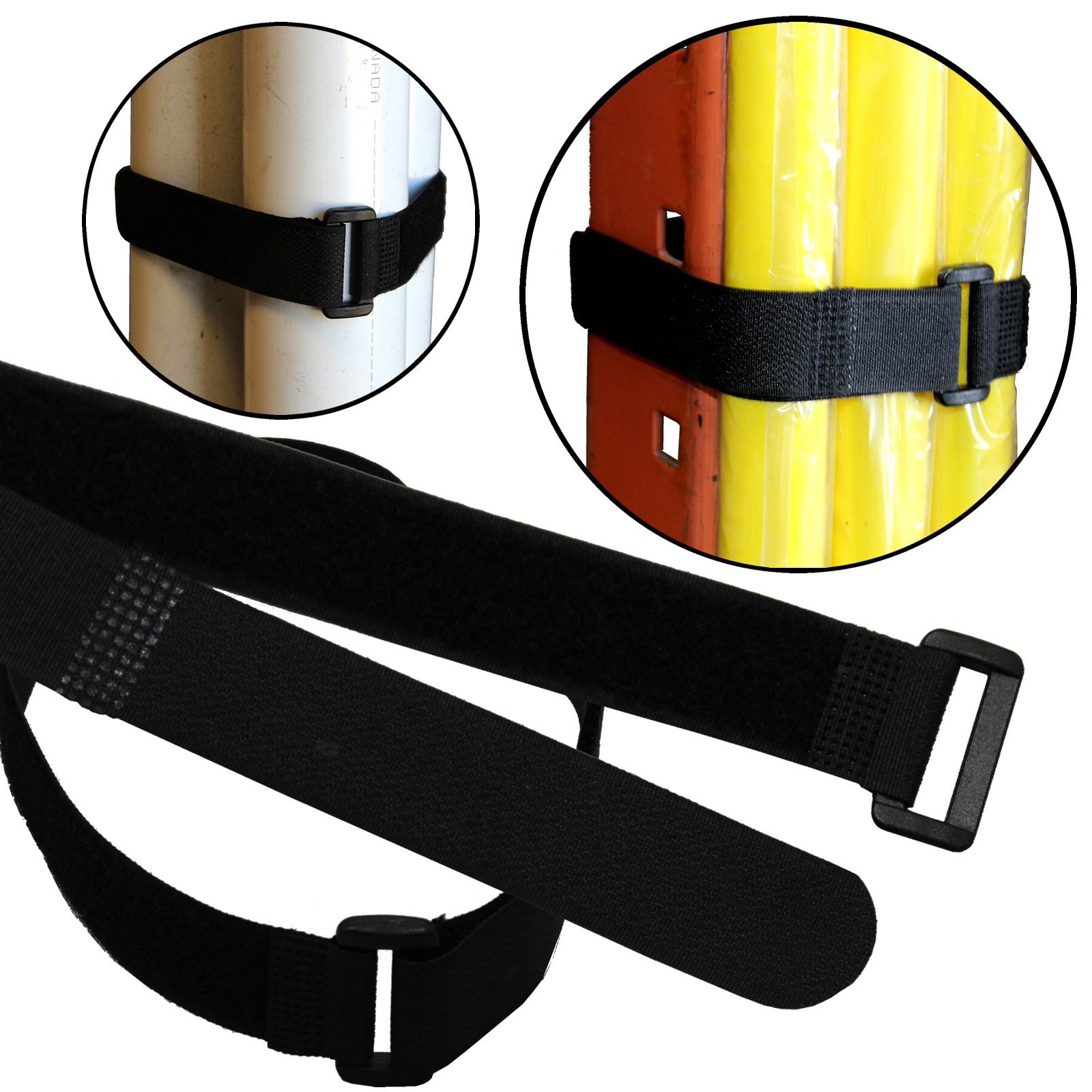 10 pcs 20″ by 3/4″ Black Wrap Cable Ties Wire Cord Straps Reusable Hook & Loop