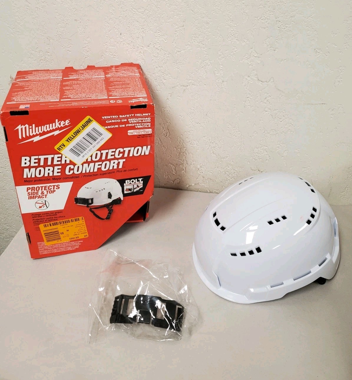 *READ DESCRIPTION* Milwaukee BOLT White Type 2 Class C Vented Safety Helmet