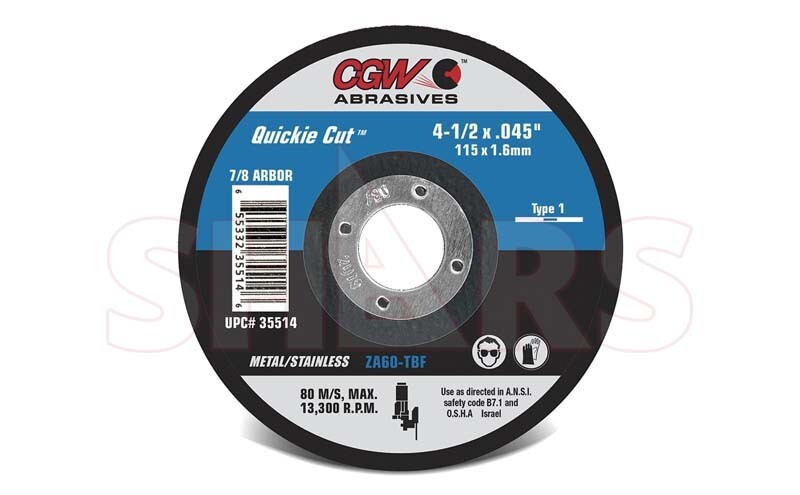 CGW 5 PCS 7 x 0.045 x 7/8 60 Grit Type 1 ZA Quickie Cut Cutoff Wheel ^|