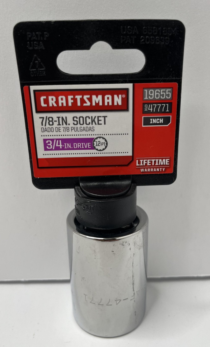 Craftsman 7/8 in Socket 3/4 in Drive 12-Point SAE 19655 9477711 New w tag