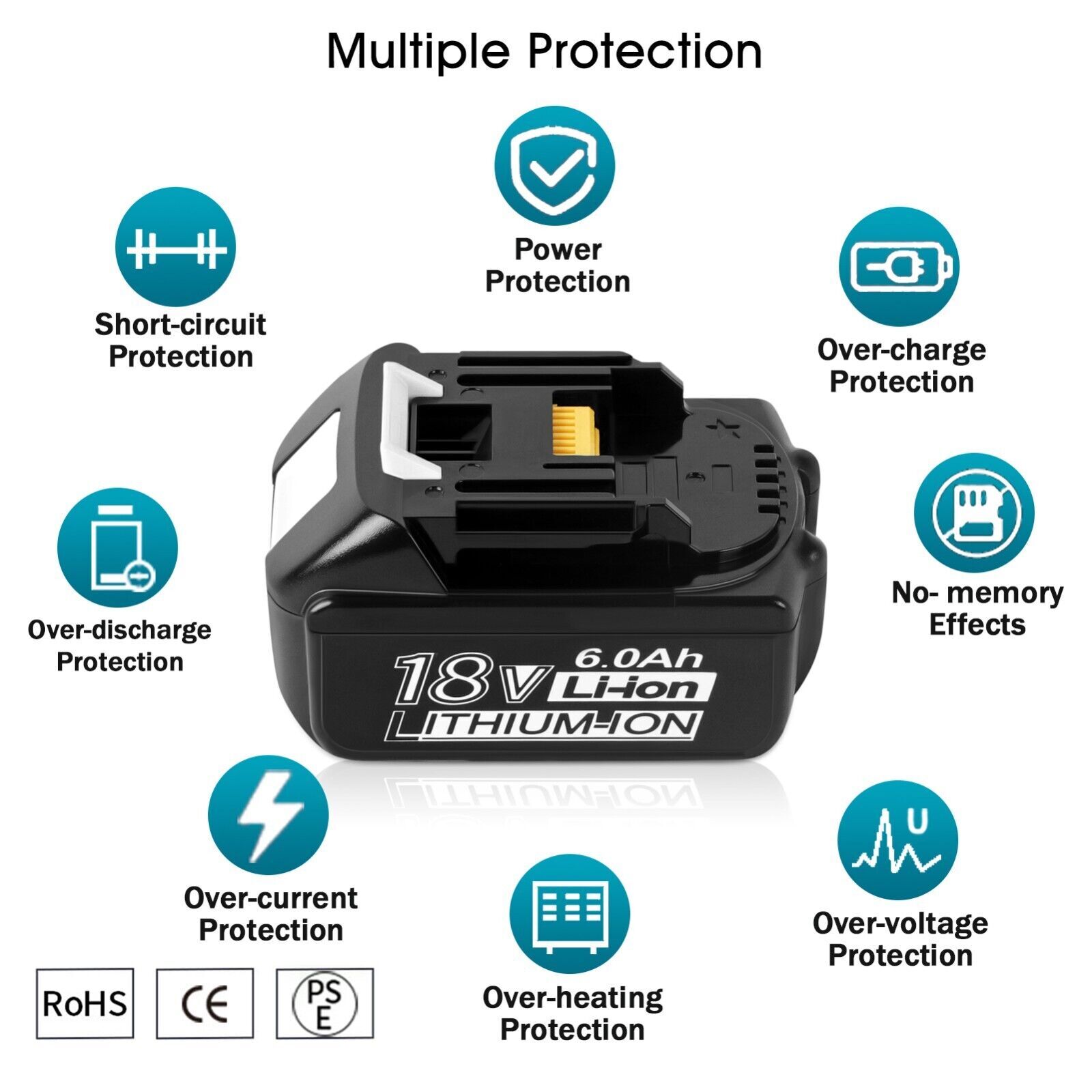 2-Pack For Makita 18V 6.0Ah LXT Lithium-Ion BL1830 BL1850-2 BL1860B Tool Battery